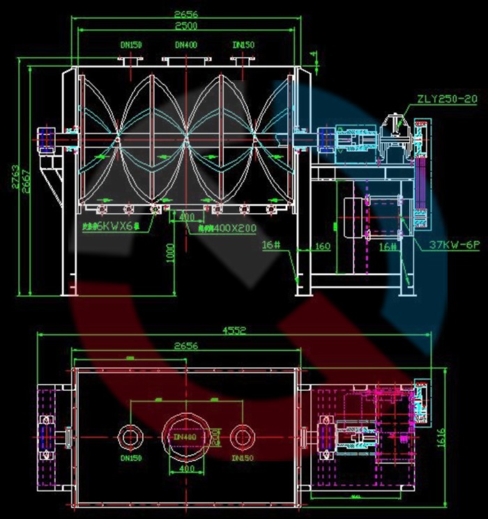 臥式螺帶混合機技術(shù)圖紙